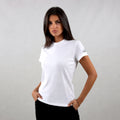 T-shirt bianca da donna, logo spalla