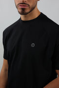 T-shirt nera uomo logo petto
