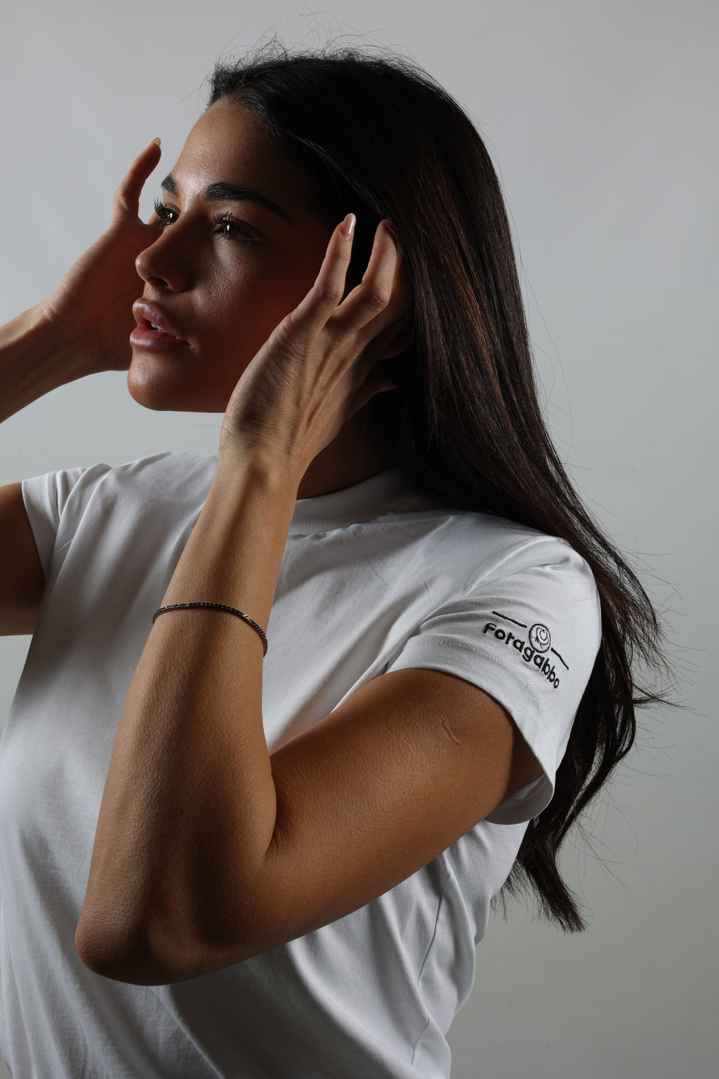 T-shirt donna bianca logo spalla