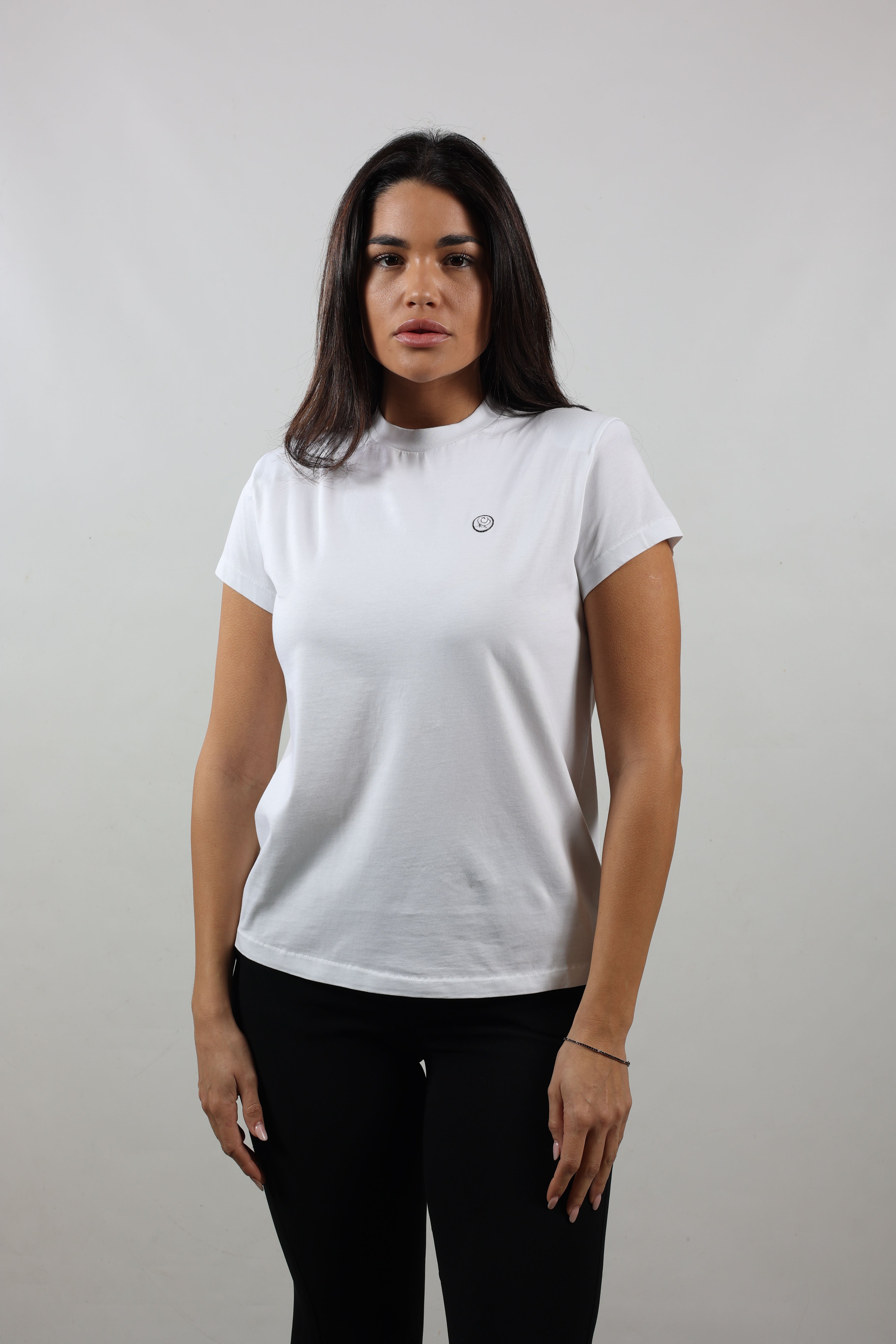 T-shirt donna bianca logo petto