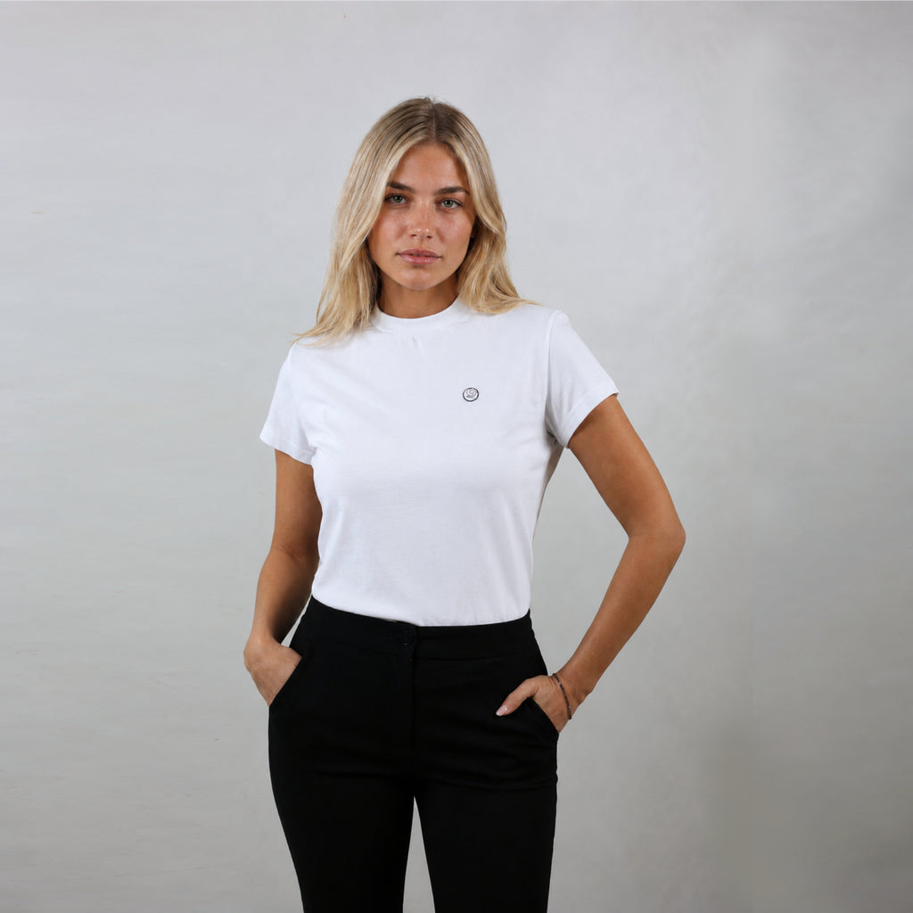 T-shirt bianca da donna, logo petto