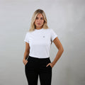 T-shirt bianca da donna, logo petto